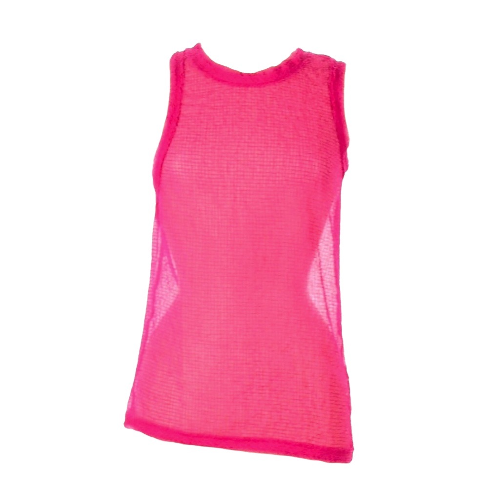 new Helmut Lang ψ Grid Chiffon Asymmetrical Top ψ Fuchsia Hot Pink ψ Large ψ - Picture 5 of 16